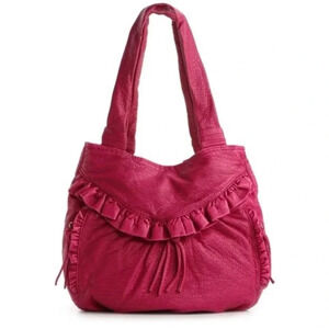 Red by Marc Ecko Red Women’s Red Ruffle Hobo Purse Faux Leather Handbag